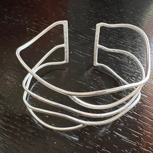 New in package - Anthropologie “Tangled Wire” metal cuff / silver waves bracelet